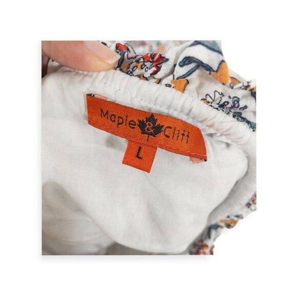 Maple & Cliff Floral Tiered Skirt SZ L High Drop Waist Cottage Core - Picture 7 of 8